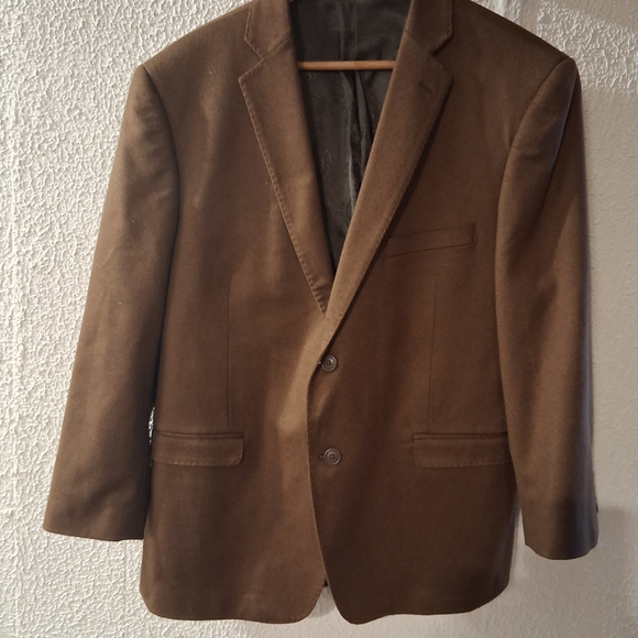 Adolfo 100% Cashmere Classic Brown Men's Blazer 44S Suit Jacket Pocket